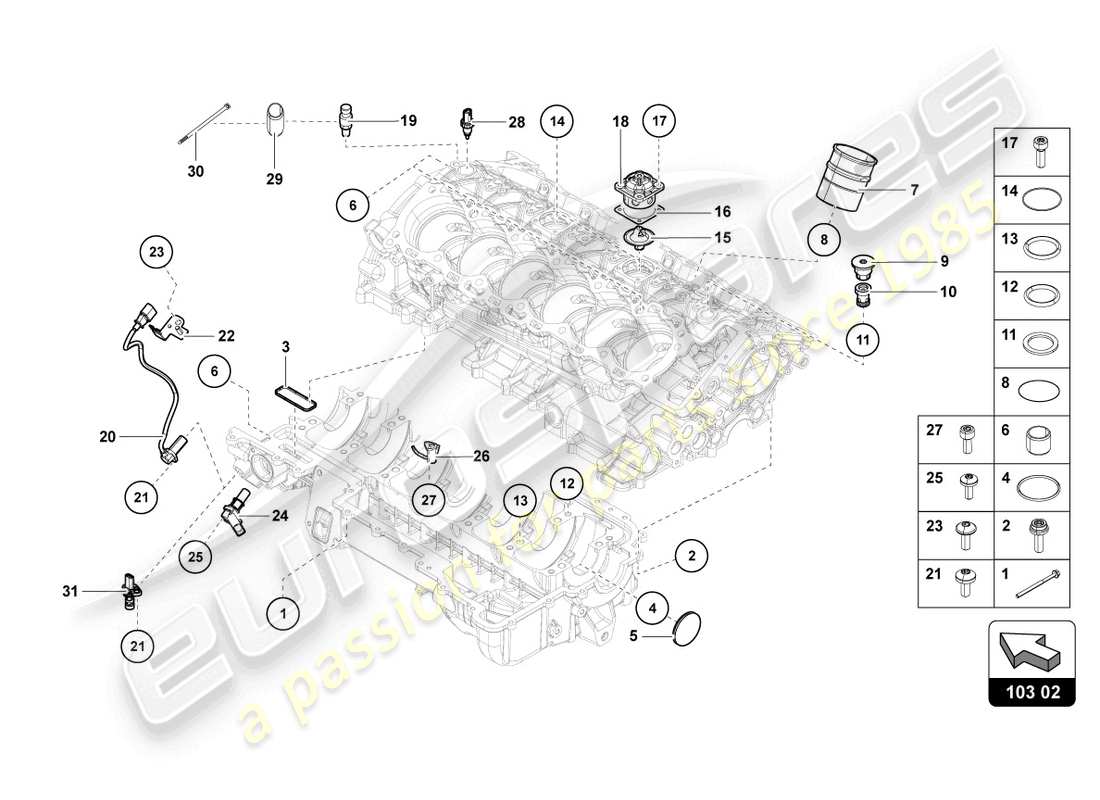 lamborghini lp740-4 s coupe (2021) diagrama de piezas del cárter de aceite