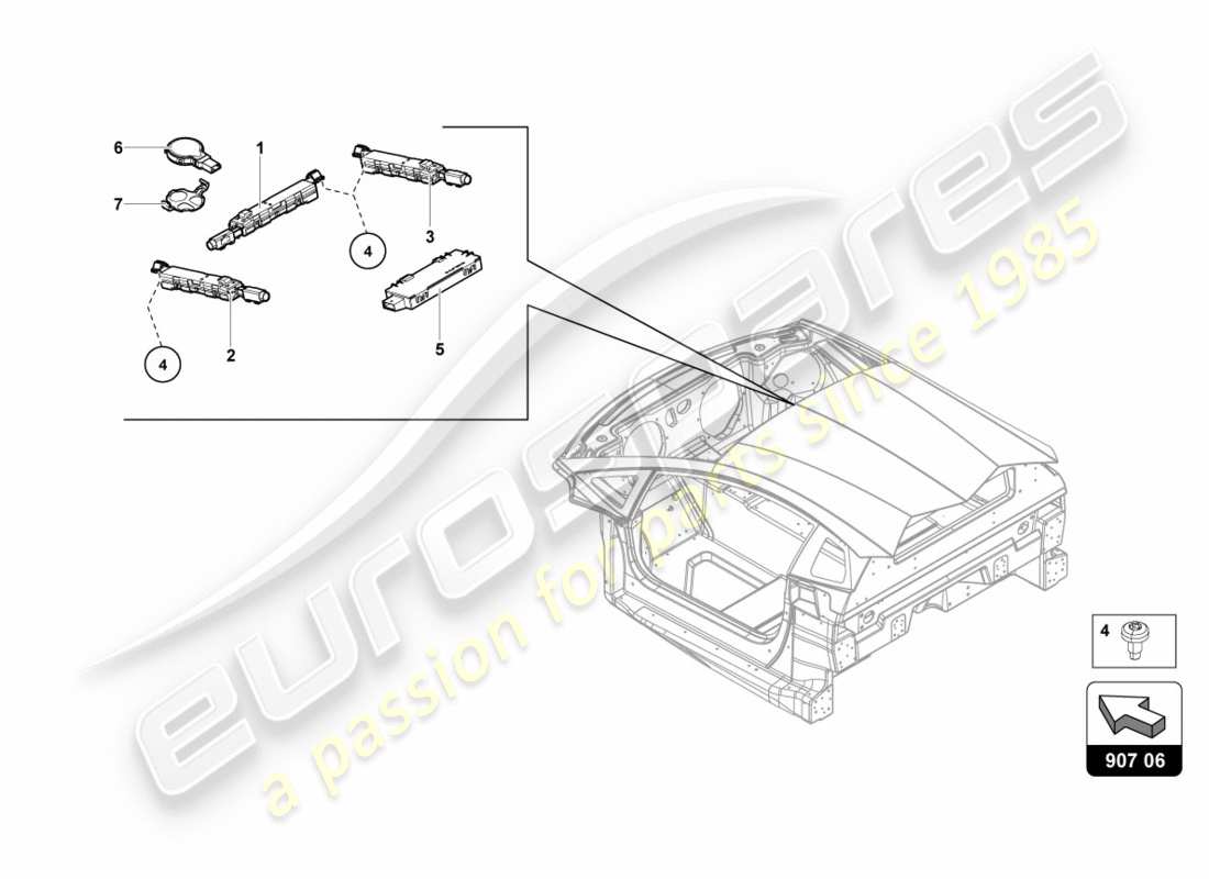 lamborghini centenario roadster (2017) aéreo diagrama de piezas