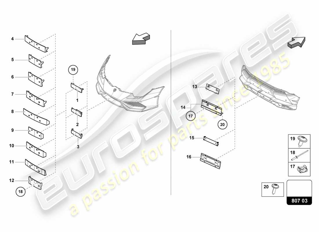 lamborghini 2018 (lp580-2 coupe) portamatrícula diagrama de piezas