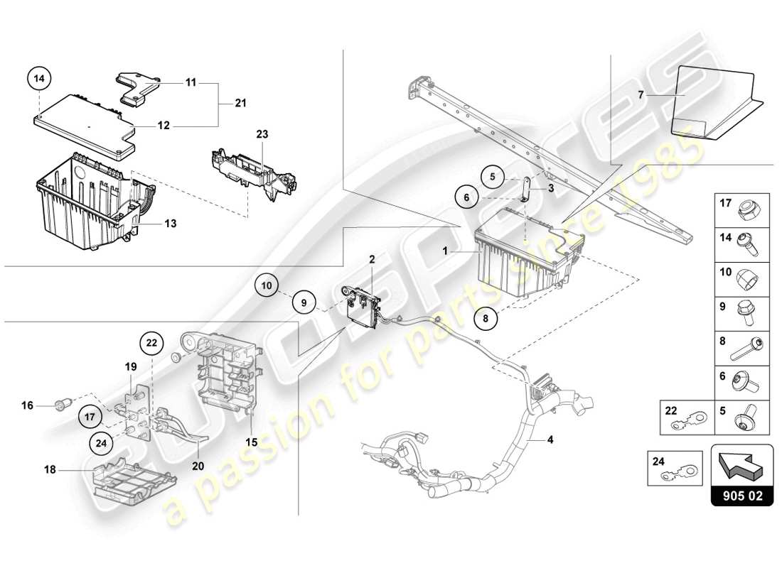 lamborghini 2014 (lp720-4 coupe 50) diagrama de piezas de electricidad central