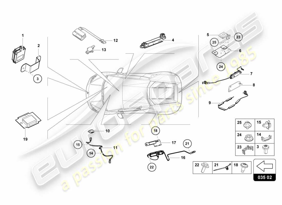 lamborghini lp580-2 spyder (2017) diagrama de pieza aérea