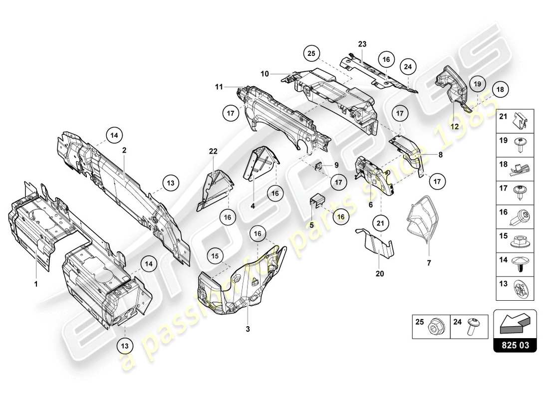 lamborghini 2018 (lp610-4 coupe) diagrama de piezas del escudo térmico