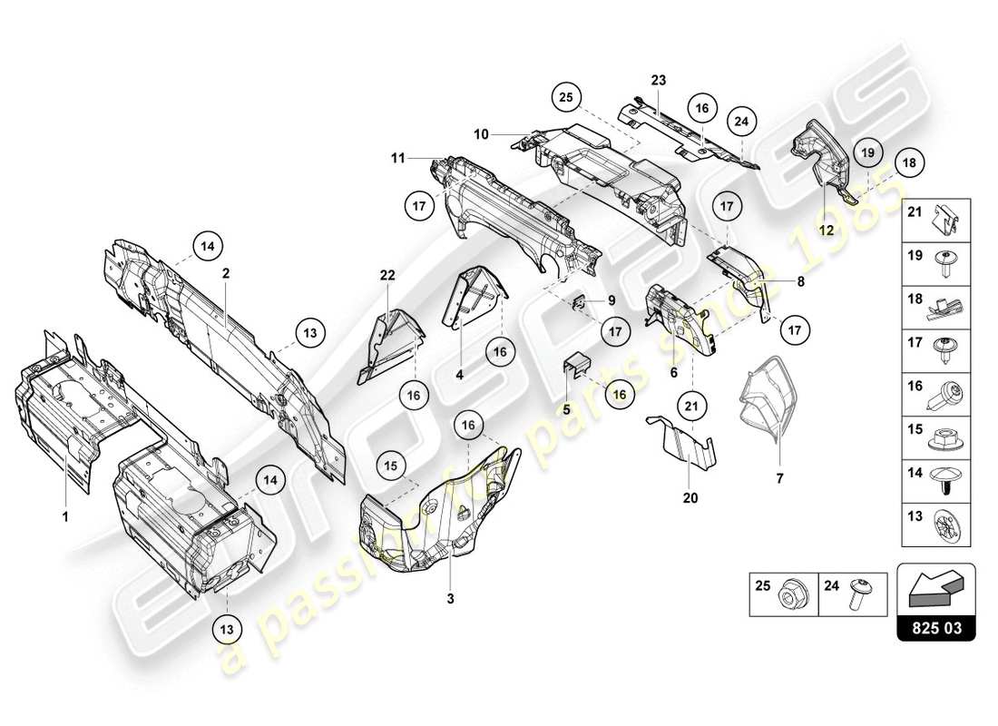 lamborghini lp610-4 coupe (2018) diagrama de piezas del escudo térmico