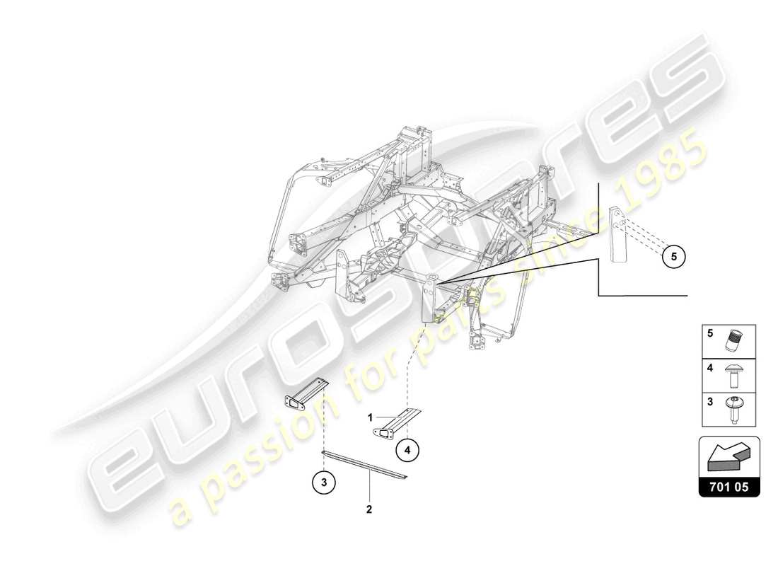lamborghini 2020 (lp740-4 s coupe) parte trasera del marco de acabado diagrama de piezas
