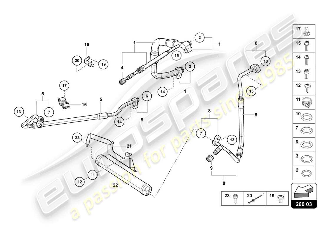 lamborghini 2017 (lp750-4 sv roadster) diagrama de piezas de aire