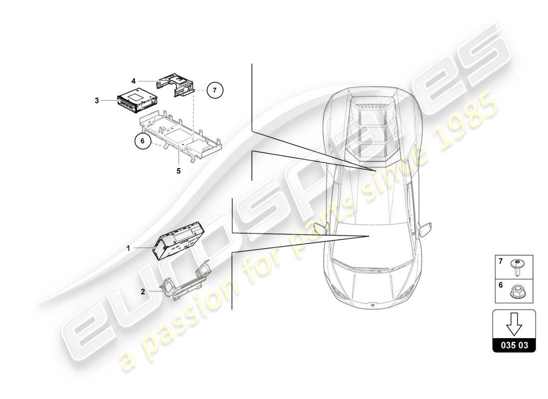 lamborghini 2017 (lp580-2 spyder) unidad de radio navegación diagrama de piezas