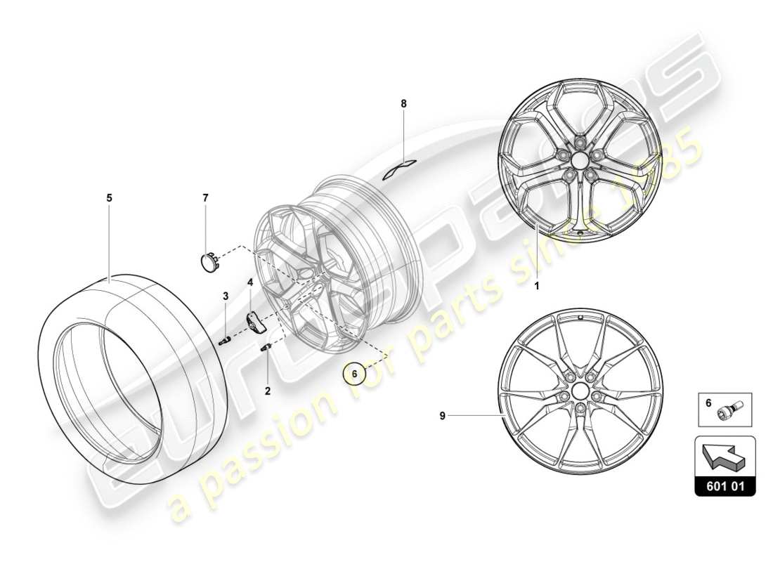 lamborghini 2012 (lp700-4 coupe)) ruedas/neumáticos delanteros diagrama de piezas