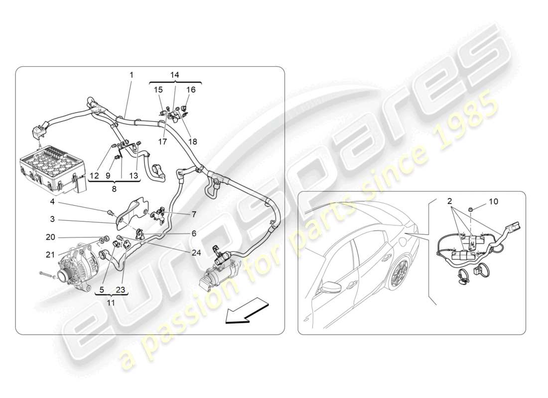 maserati ghibli (2018) diagrama de piezas de cableado principal