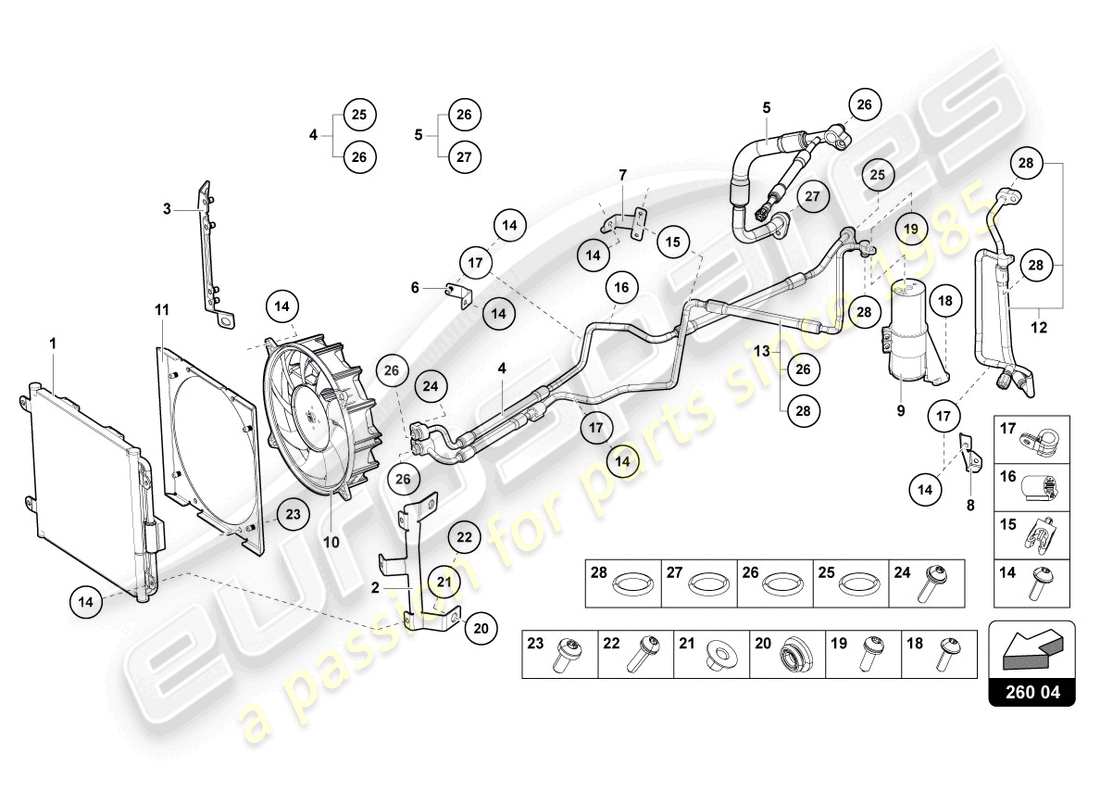 lamborghini lp770-4 svj coupe (2021) diagrama de piezas del condensador de a/c