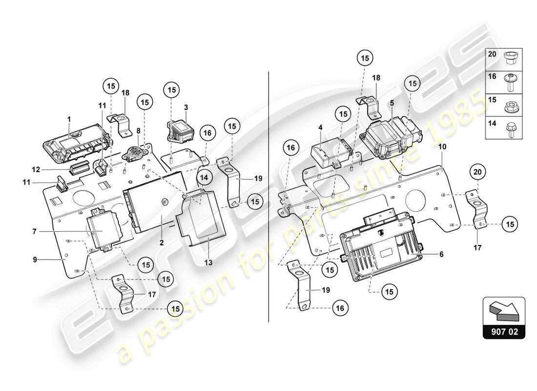 lamborghini lp750-4 sv coupe (2016) diagrama de piezas eléctrica