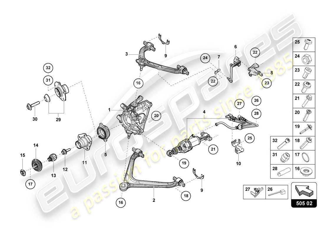 lamborghini evo coupe (2020) diagrama de piezas de la guía