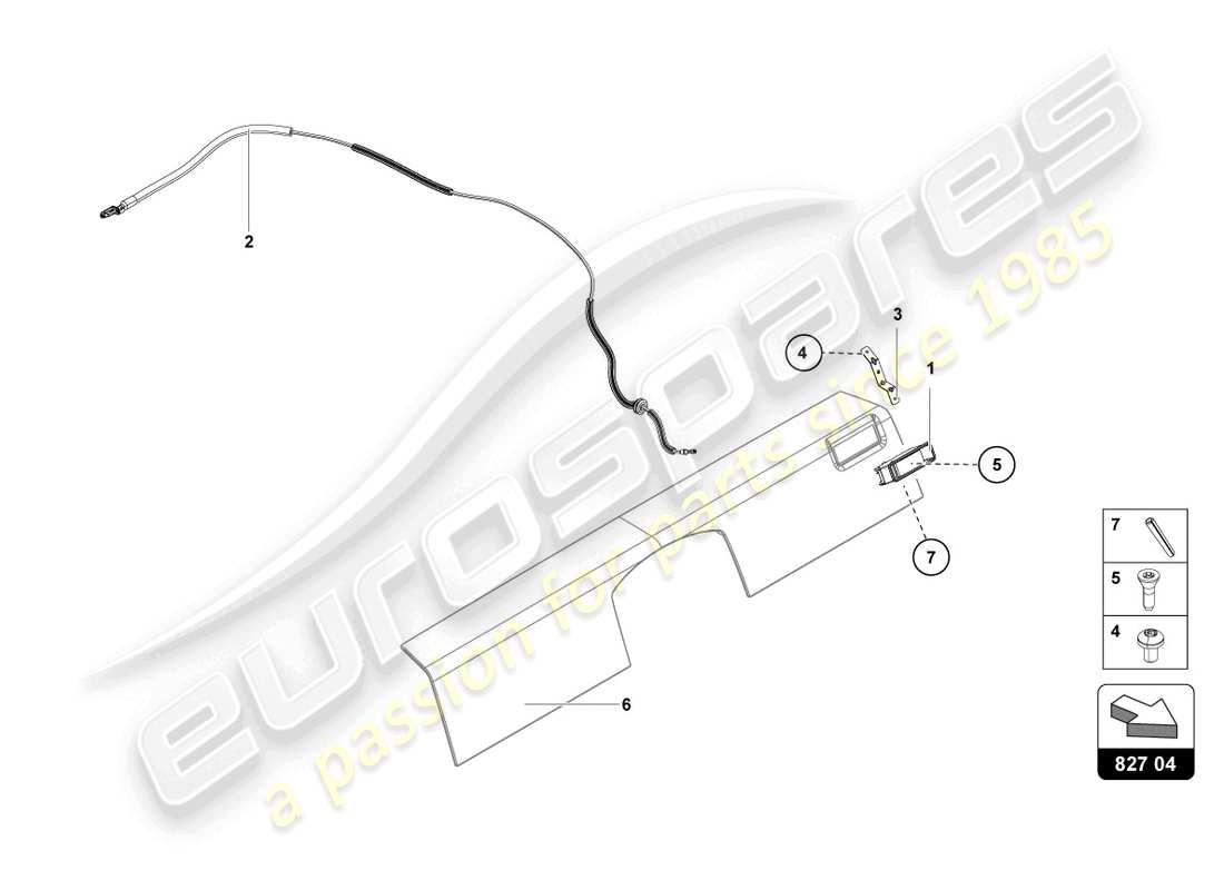 lamborghini lp740-4 s roadster (2021) palanca de liberación diagrama de piezas
