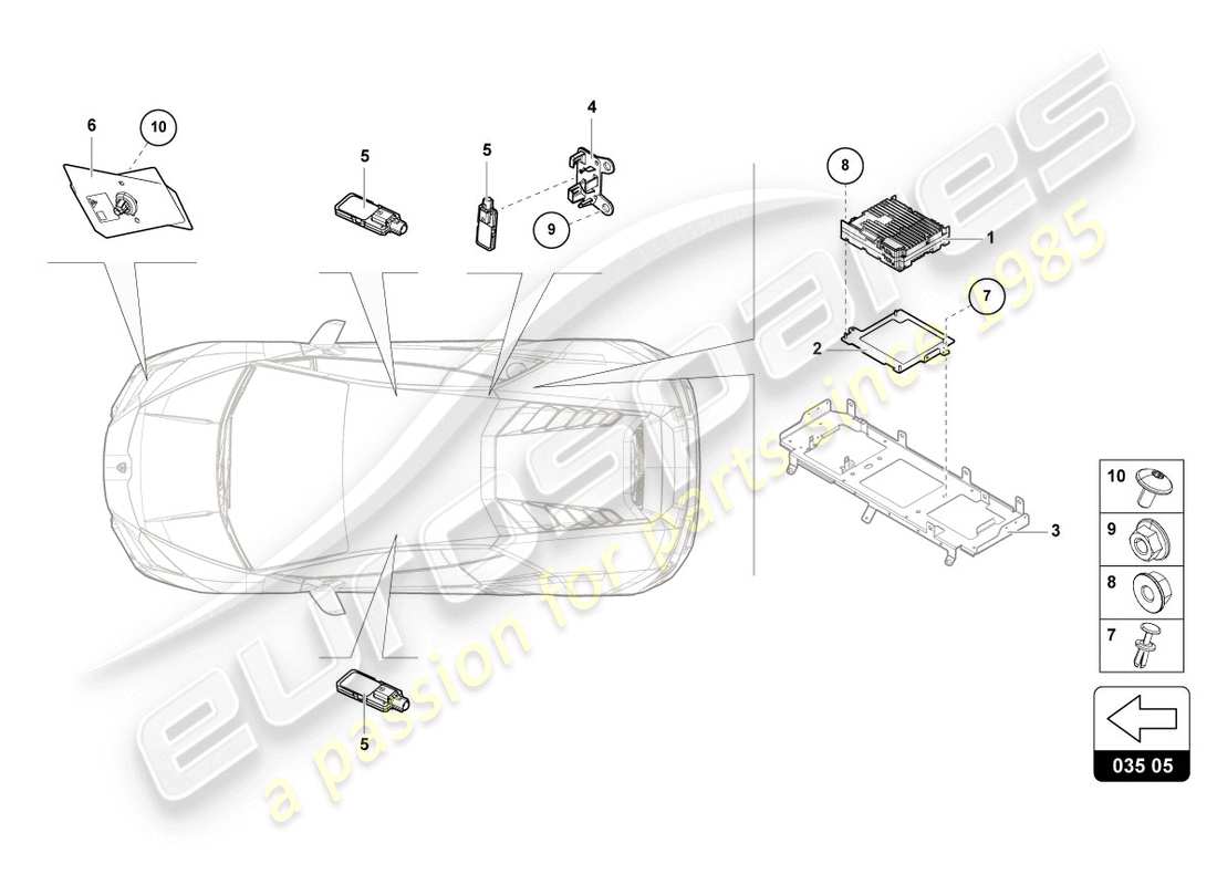 lamborghini 2020 (evo spyder 2wd) diagrama de pieza aérea