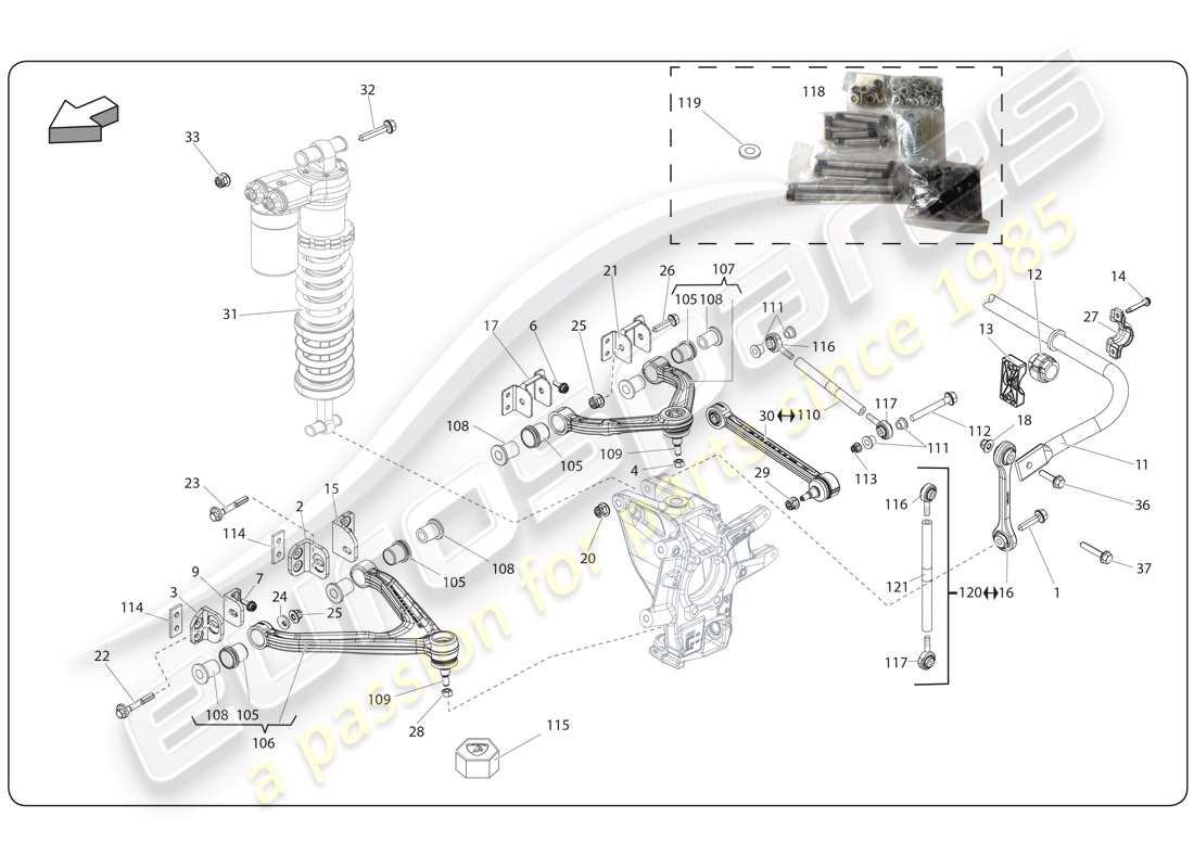 lamborghini super trofeo (2009-2014) eje de transmisión trasero diagrama de piezas