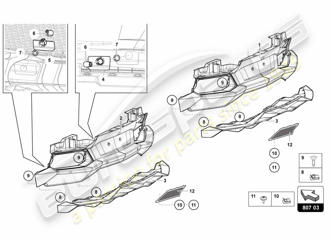 lamborghini lp700-4 coupe (2012) parachoques completo diagrama de pieza