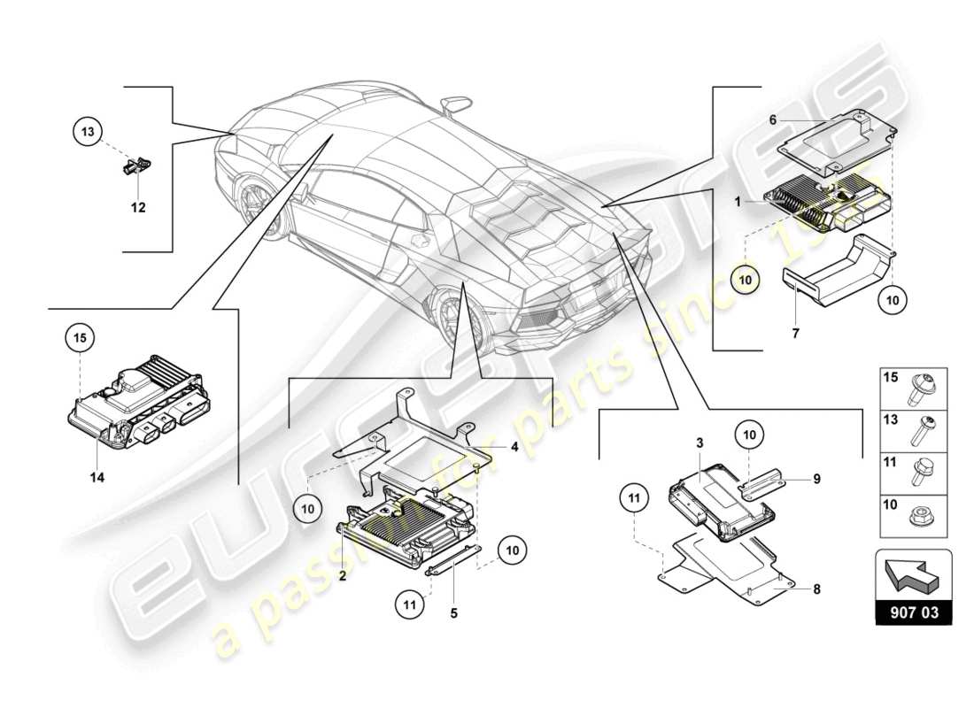 lamborghini 2016 (lp750-4 sv coupe) diagrama de piezas eléctrica