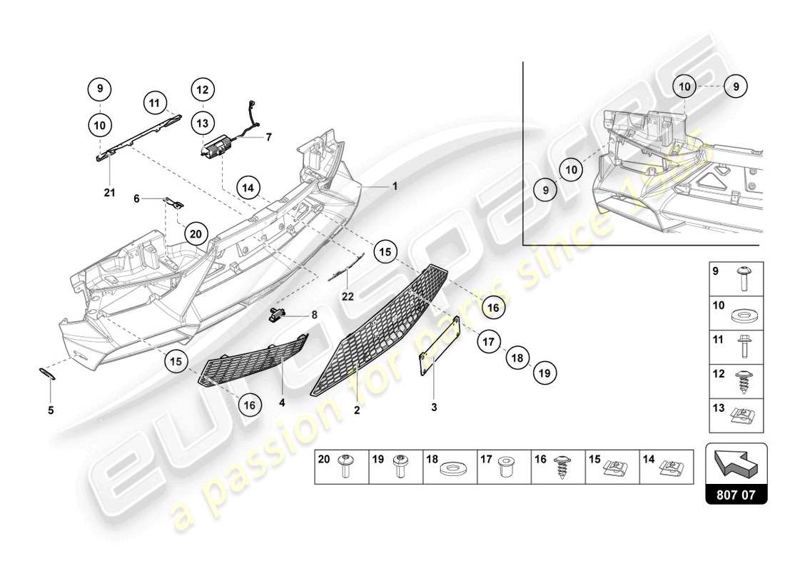 lamborghini 2015 (lp720-4 roadster 50) parachoques completo diagrama de pieza