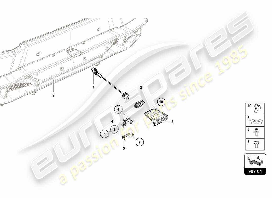 lamborghini lp610-4 spyder (2017) cámara de marcha atrás diagrama de piezas
