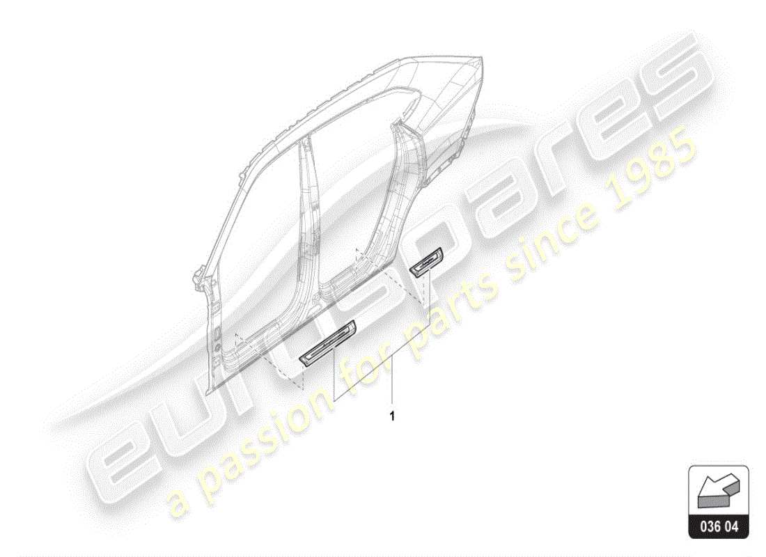 lamborghini urus (accessories) diagrama de piezas de la placa del talón