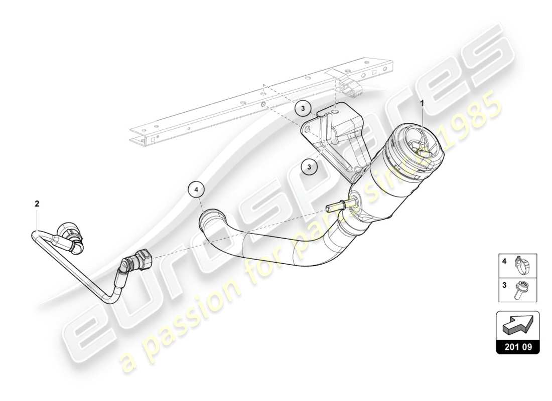 lamborghini 2018 (lp580-2 spyder) diagrama de piezas del cuello de llenado de combustible