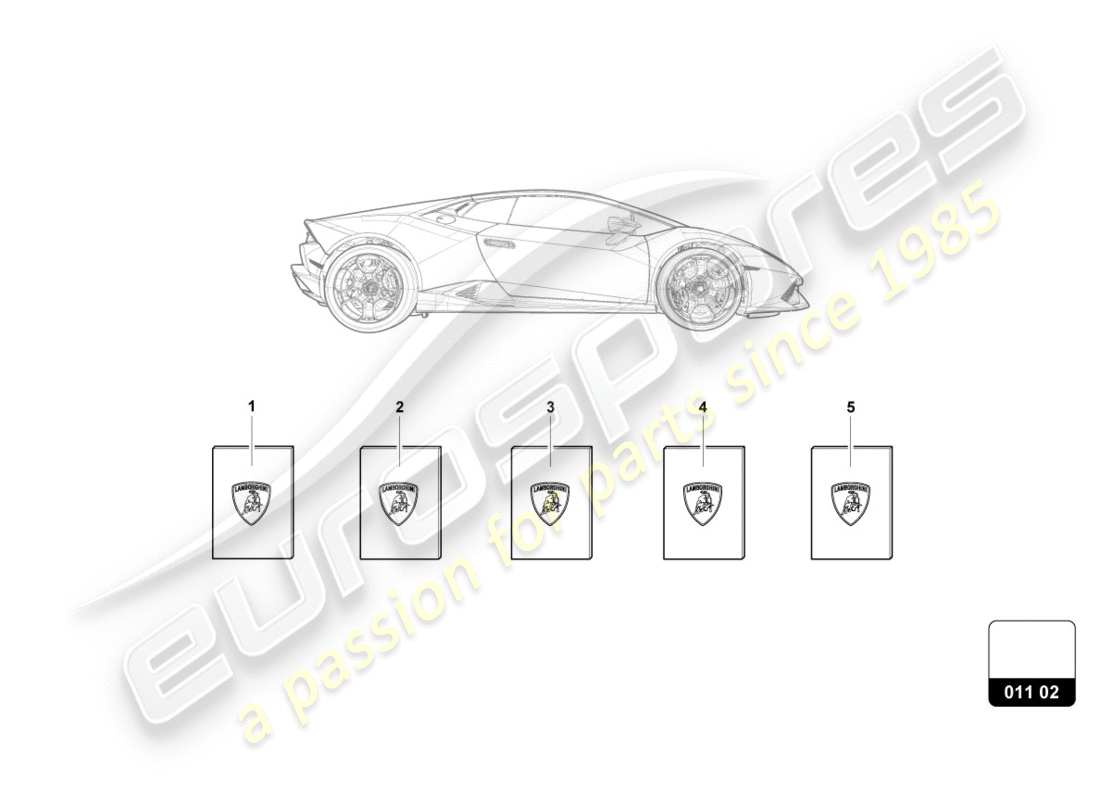 lamborghini lp610-4 spyder (2016) diagrama de piezas de la billetera del vehículo