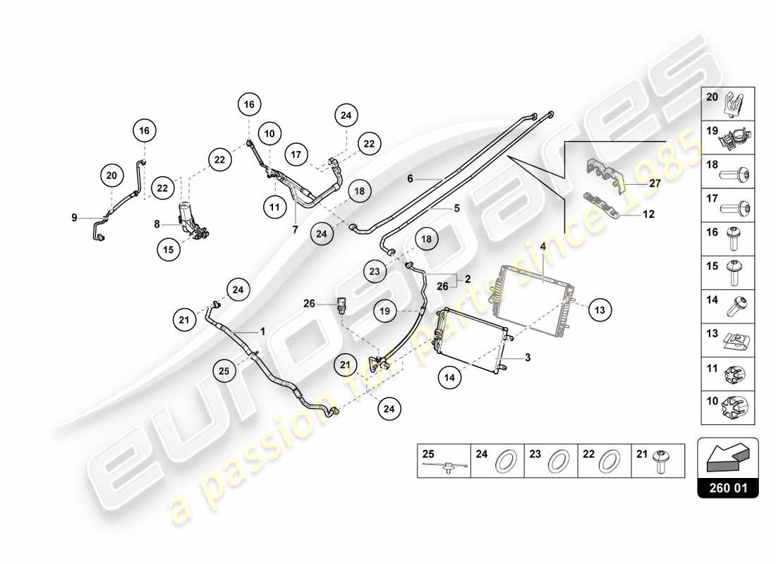 lamborghini performante coupe (2020) diagrama de piezas del condensador de a/c