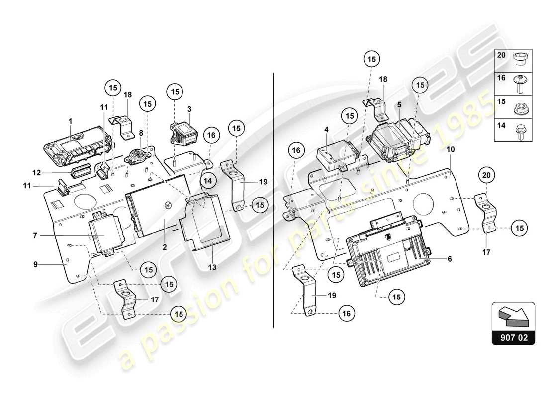 lamborghini 2016 (lp750-4 sv roadster) diagrama de piezas eléctrica