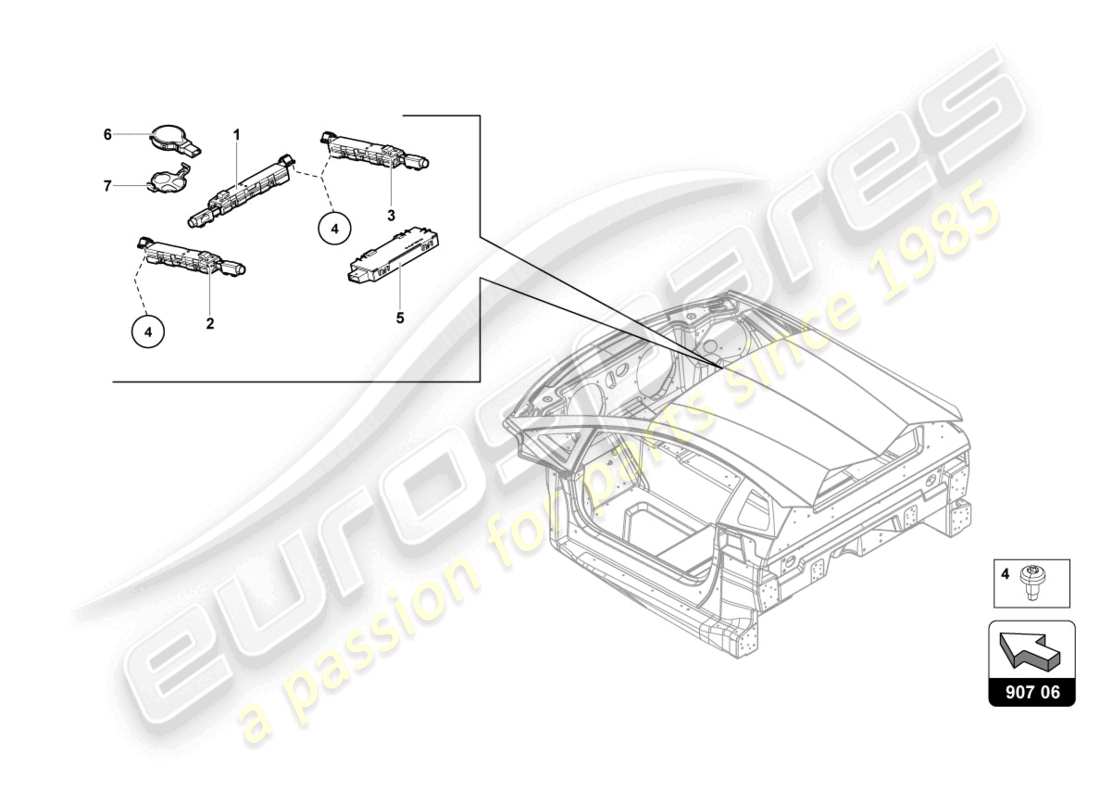 lamborghini sian (2021) aéreo diagrama de piezas