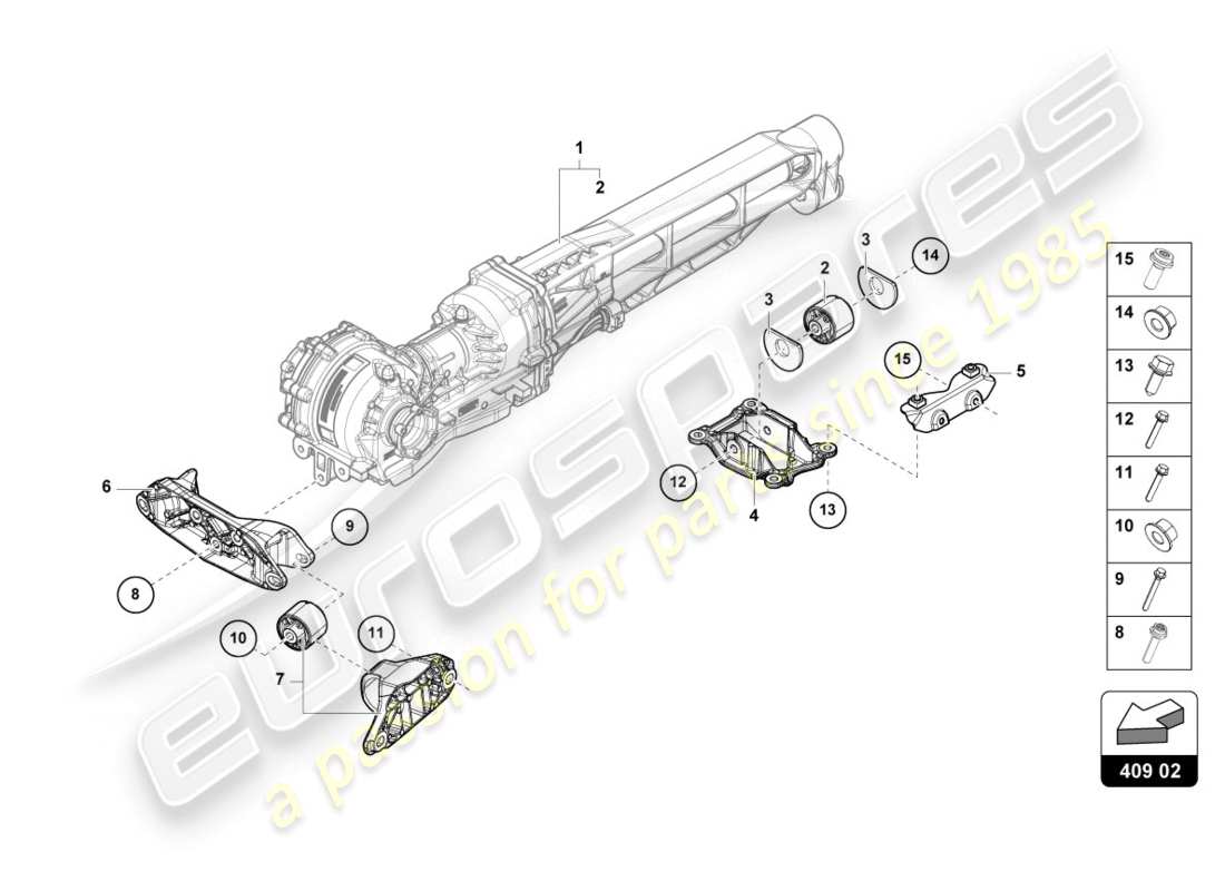lamborghini lp610-4 coupe (2015) soporte para eje delantero diagrama de piezas