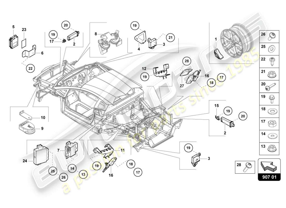 lamborghini sian (2020) electricidad diagrama de piezas