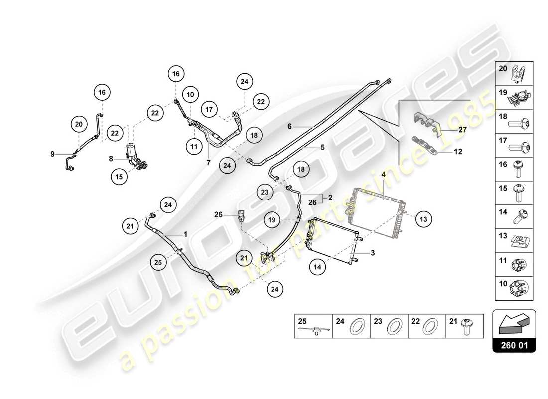 lamborghini lp610-4 coupe (2019) diagrama de piezas del condensador de a/c