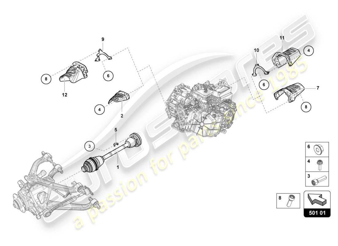 lamborghini 2018 (lp610-4 spyder) diagrama de pieza del eje trasero