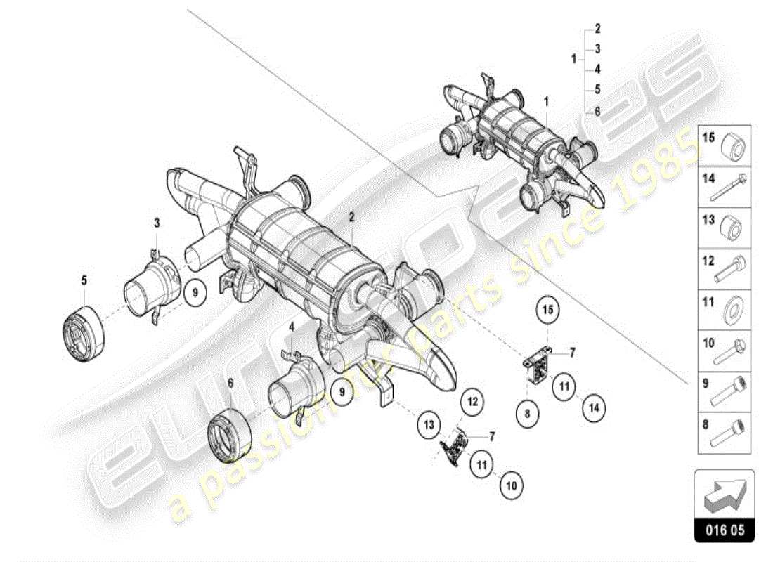 lamborghini huracan evo coupe (accessories) diagrama de piezas del sistema de escape deportivo (compl.)