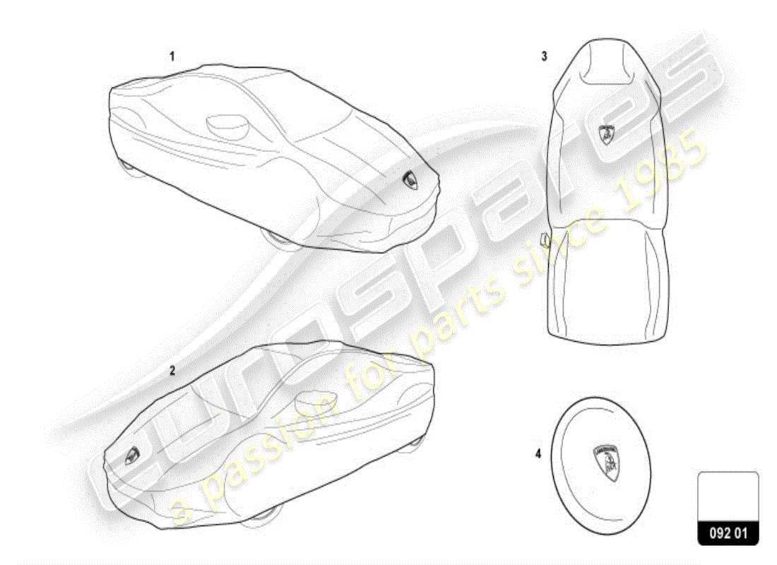lamborghini huracan lp600-4 zhong coupe (accessories) diagrama de piezas del juego de protector