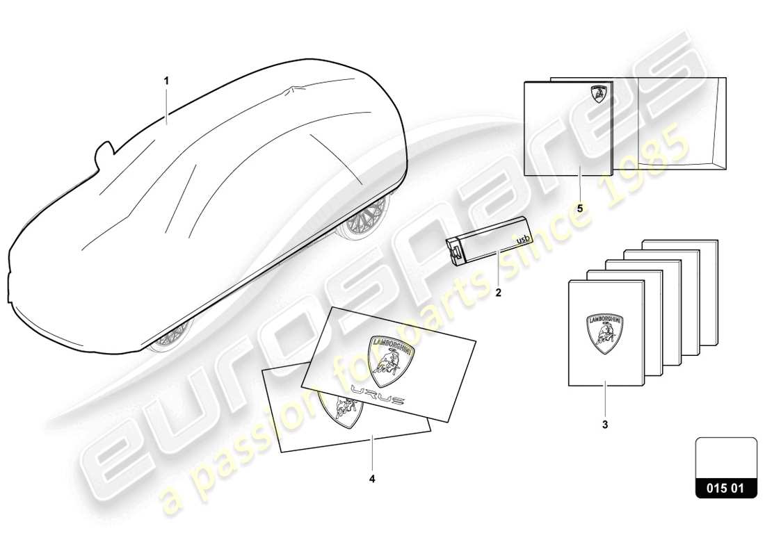 lamborghini urus (accessories) material auxiliar diagrama de piezas