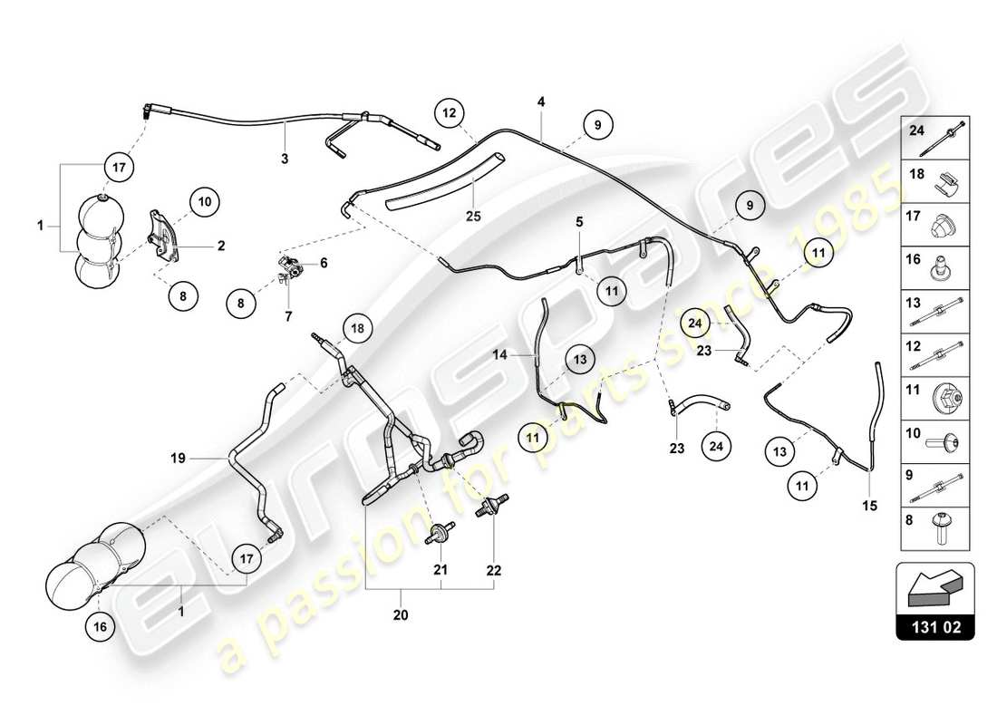 lamborghini lp610-4 coupe (2018) diagrama de piezas del sistema de vacío