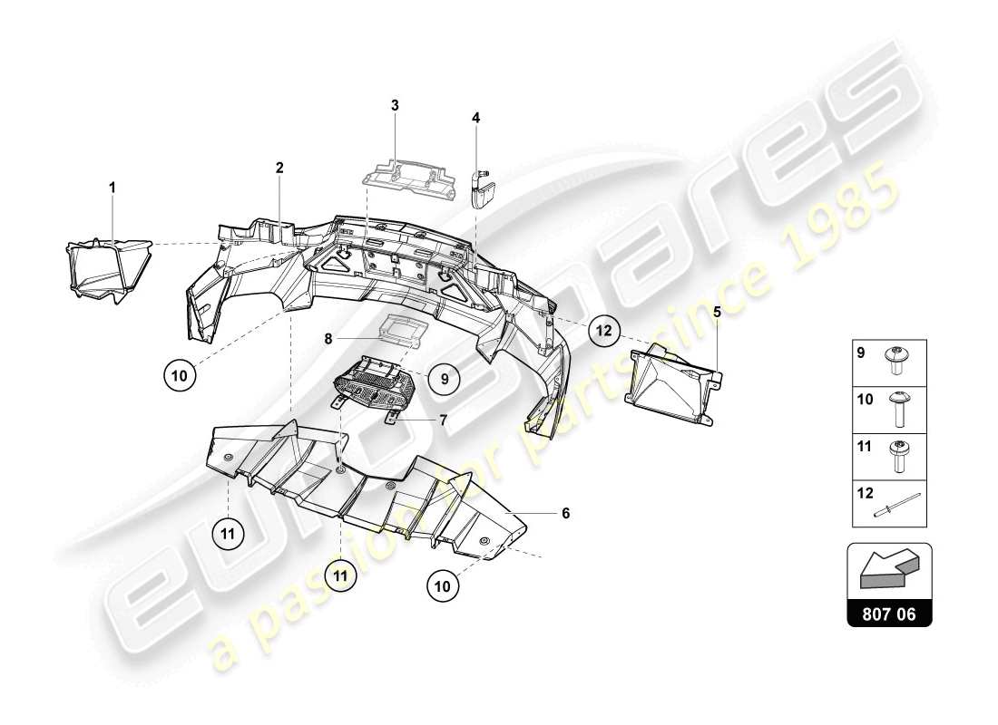 lamborghini 2014 (lp720-4 coupe 50) diagrama de piezas del parachoques