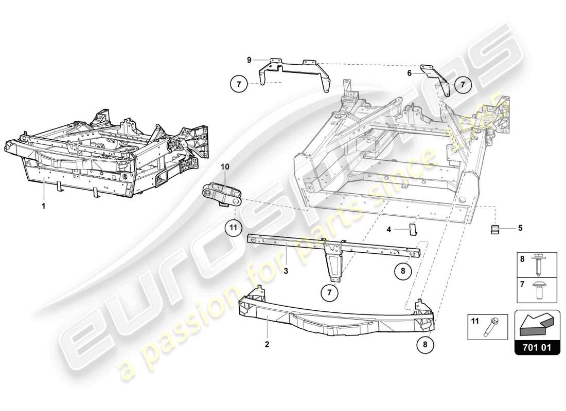 lamborghini lp720-4 coupe 50 (2014) parte delantera del marco de acabado diagrama de piezas