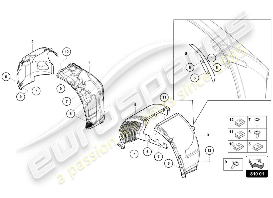 lamborghini lp720-4 coupe 50 (2014) carcasa de rueda diagrama de piezas