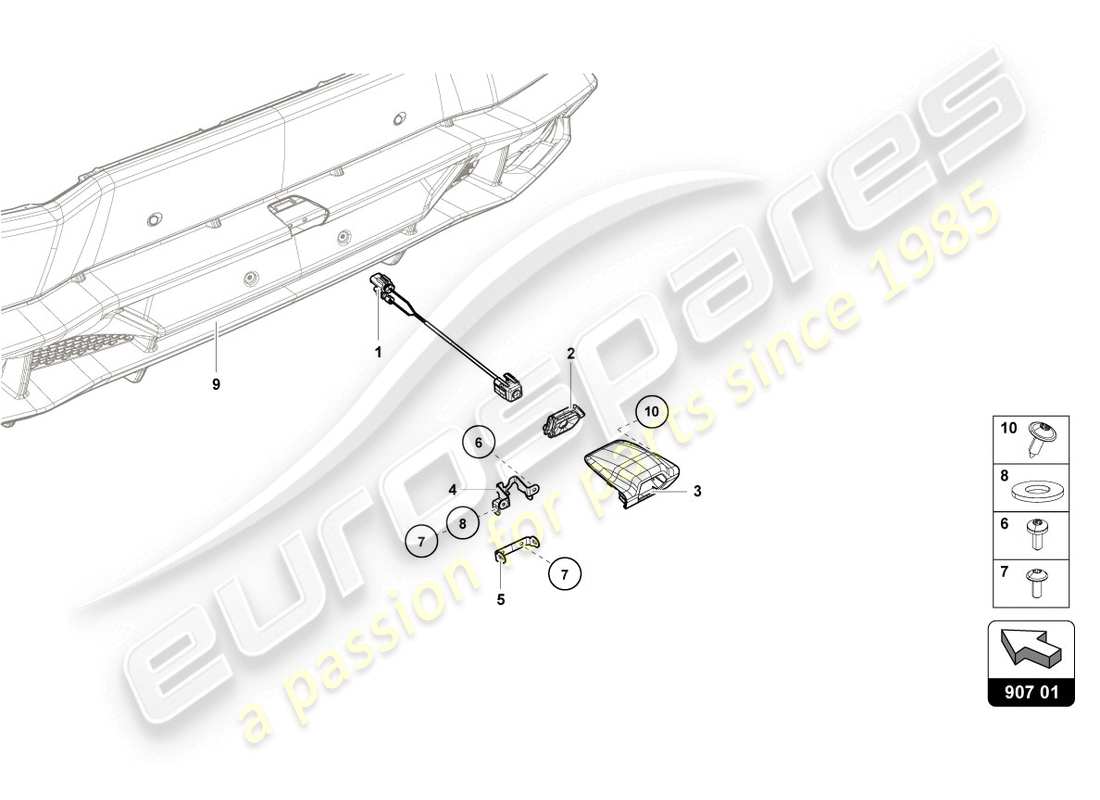 lamborghini lp610-4 coupe (2019) diagrama de piezas de la cámara de marcha atrás