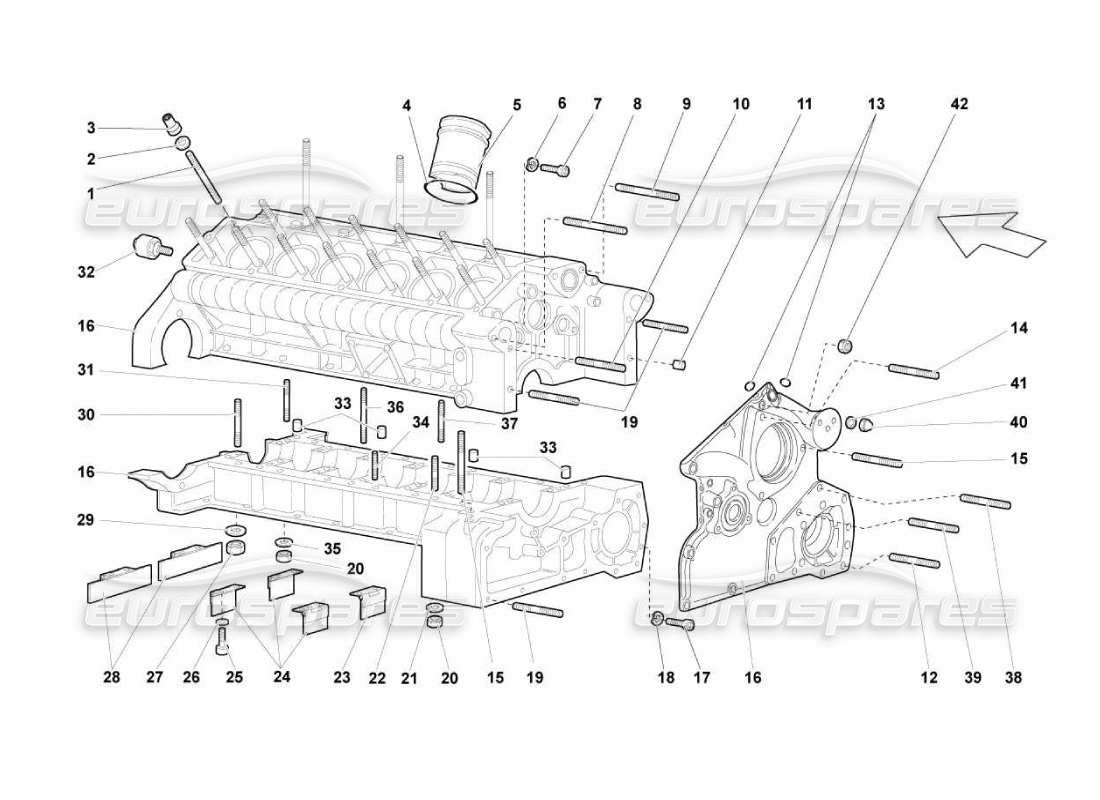 lamborghini murcielago lp670 cárter y soporte inferior diagrama de piezas