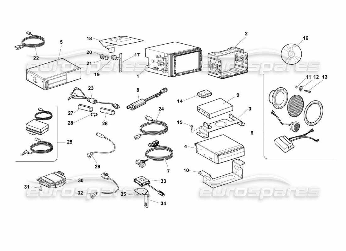 lamborghini murcielago lp670 sistema de alta fidelidad diagrama de piezas