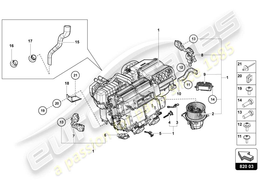 lamborghini 2014 (lp720-4 coupe 50) diagrama de piezas de aire acondicionado