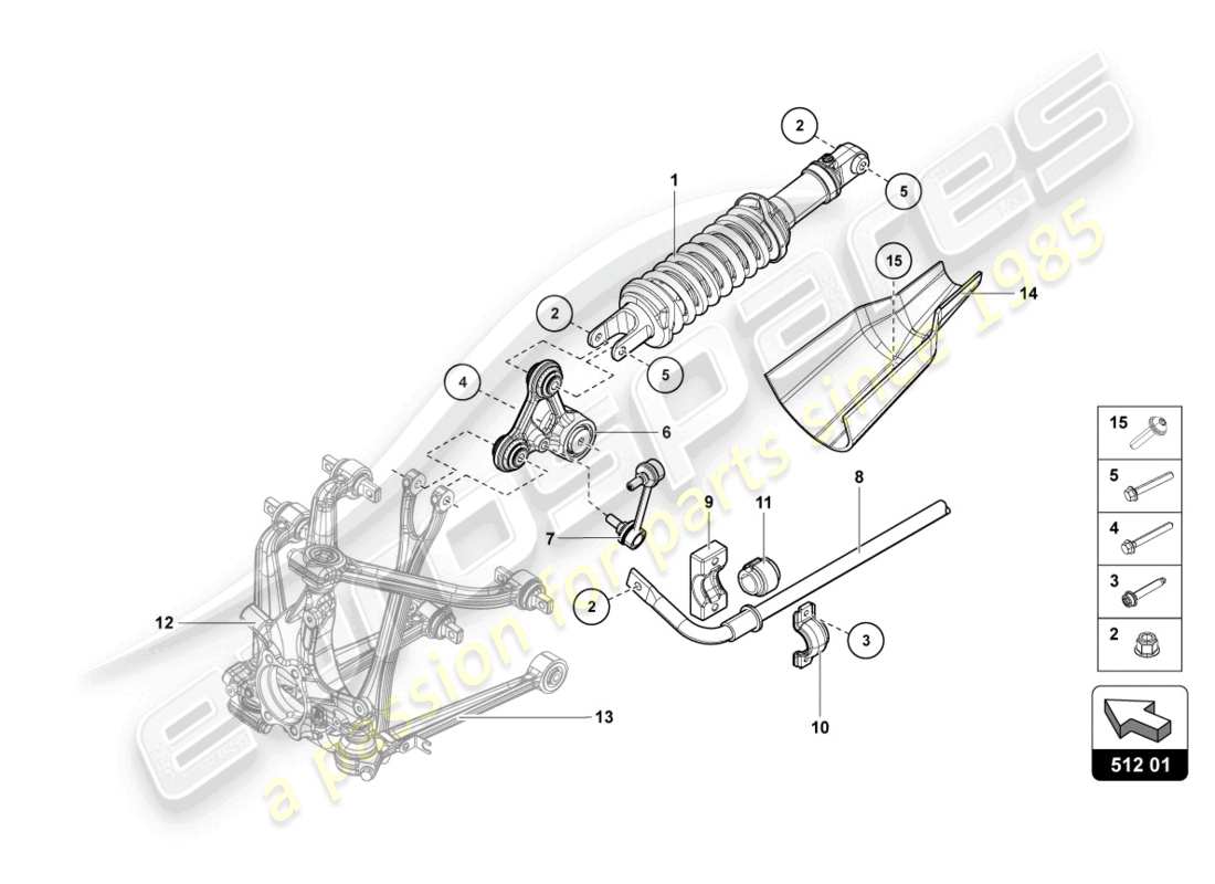 lamborghini lp700-4 coupe (2017) amortiguadores traseros diagrama de piezas