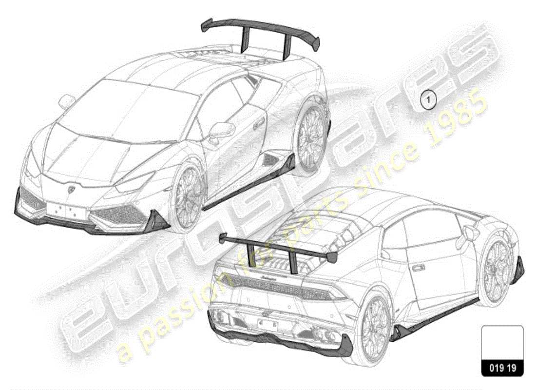 lamborghini huracan lp580-2 spyder (accessories) 1 conjunto de piezas de accesorio aerodinámico diagrama de piezas