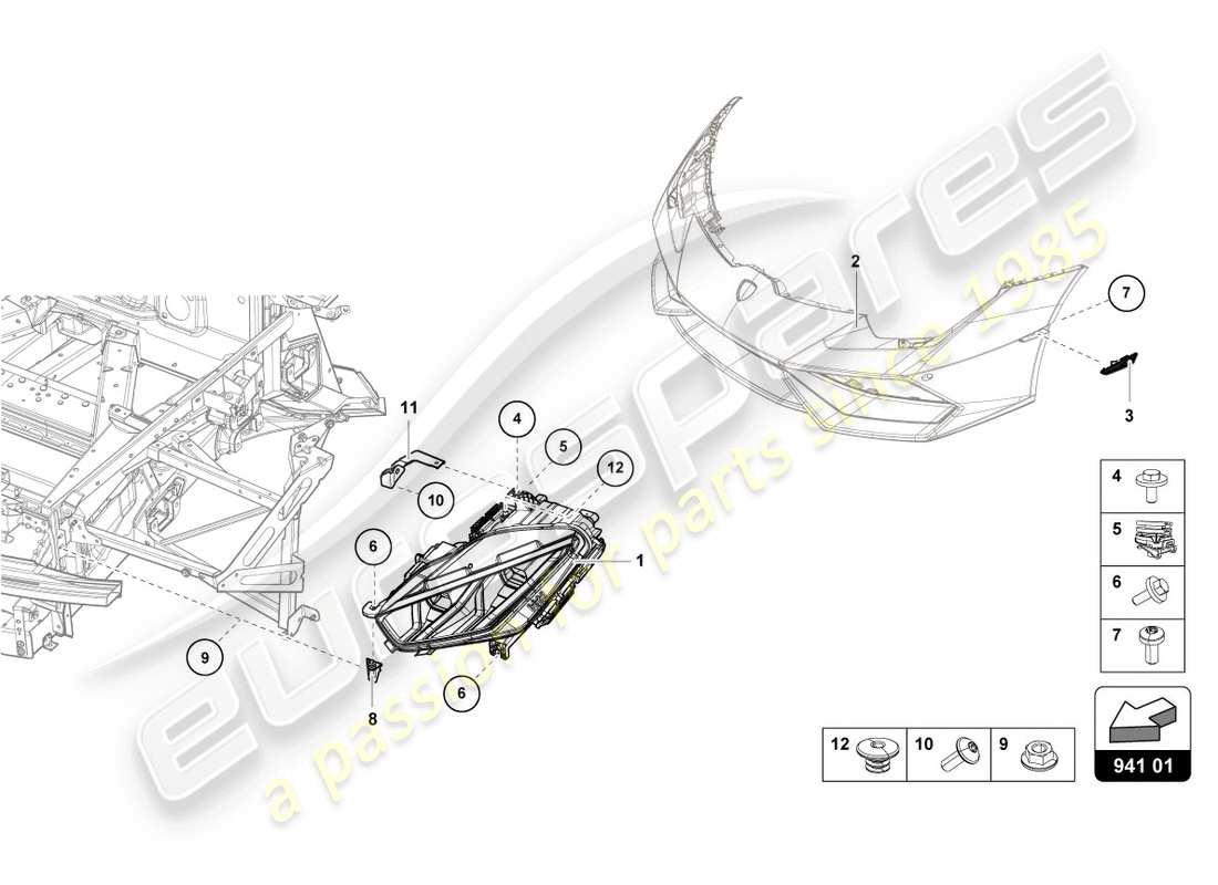 lamborghini lp610-4 coupe (2018) diagrama de piezas del faro led