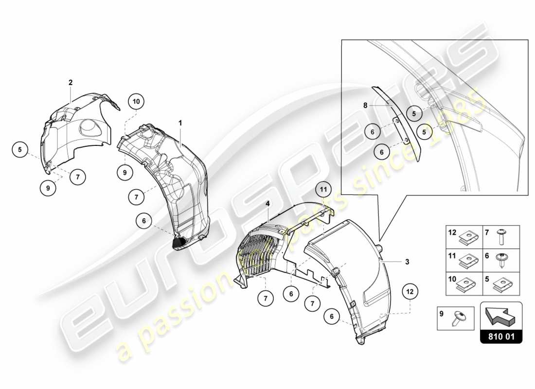 lamborghini lp700-4 coupe (2012) carcasa de rueda diagrama de piezas