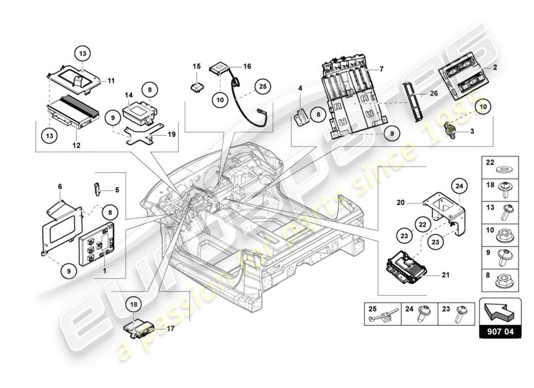 lamborghini 2017 (lp750-4 sv coupe) diagrama de piezas eléctrica