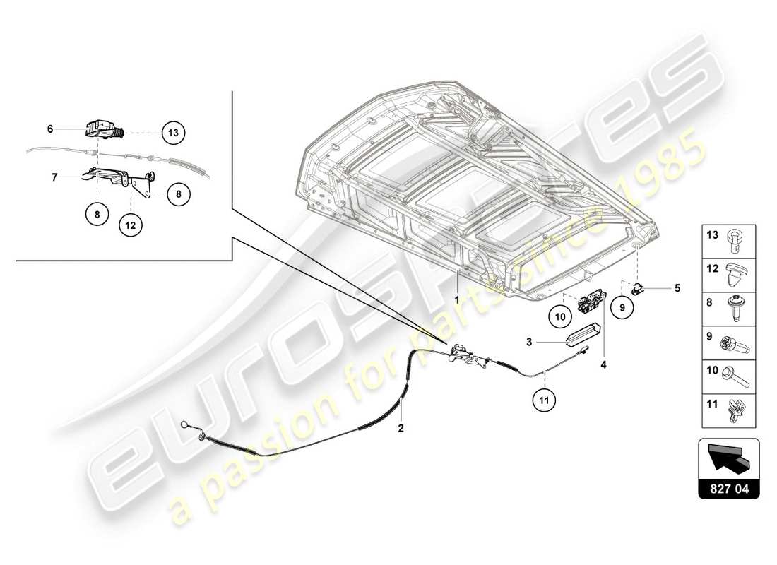 lamborghini lp610-4 coupe (2018) palanca de liberación diagrama de piezas