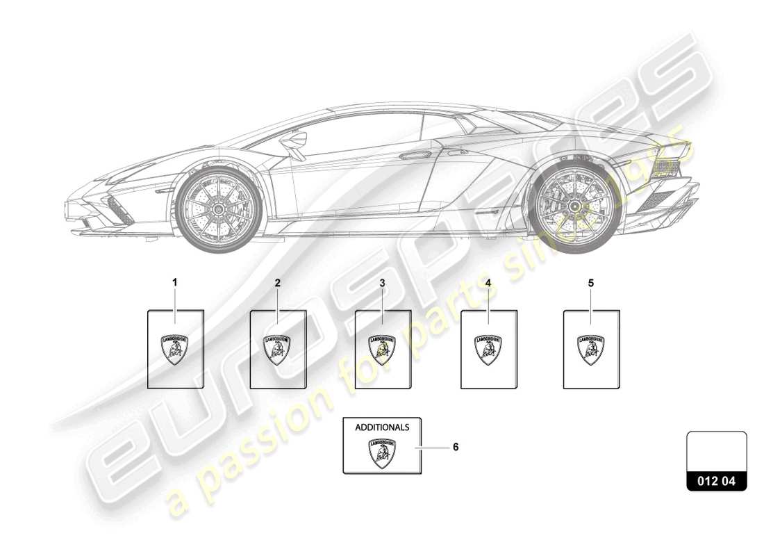 lamborghini 2017 (lp740-4 s coupe) 1 establecer literatura del vehículo diagrama de piezas
